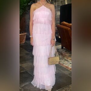 Fashionova long pink tulle dress